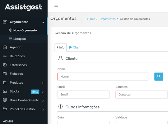 Módulo de orçamentos para assistências técnicas no Assistgest